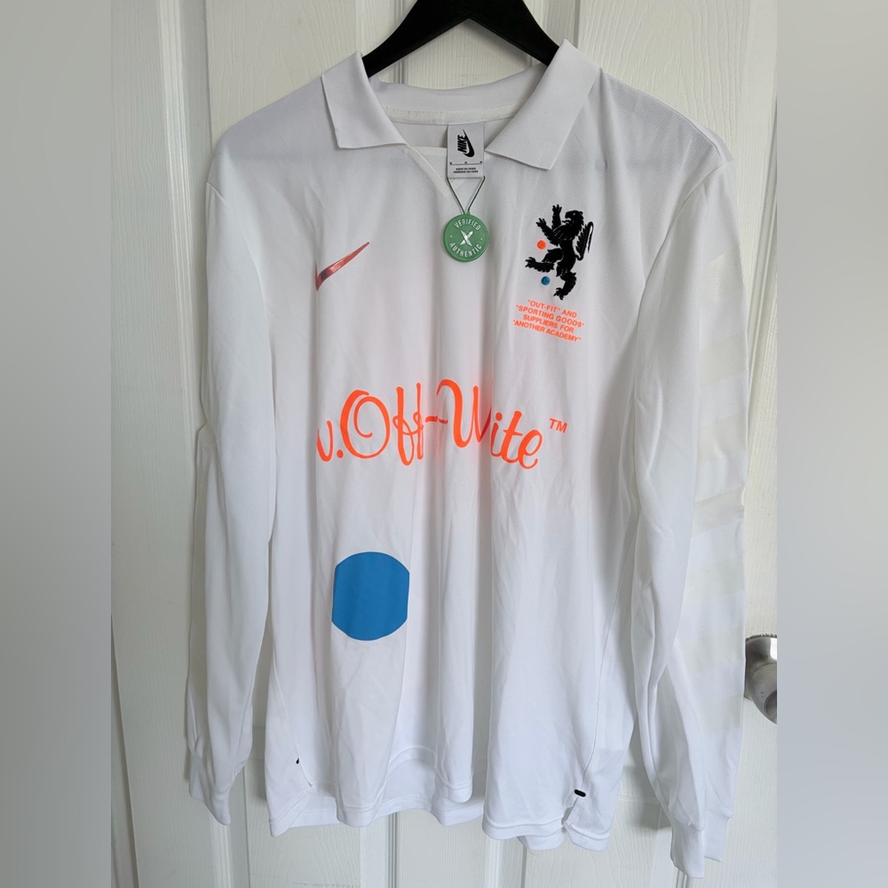 Off-White Men's White and Orange Long Sleeve Jersey